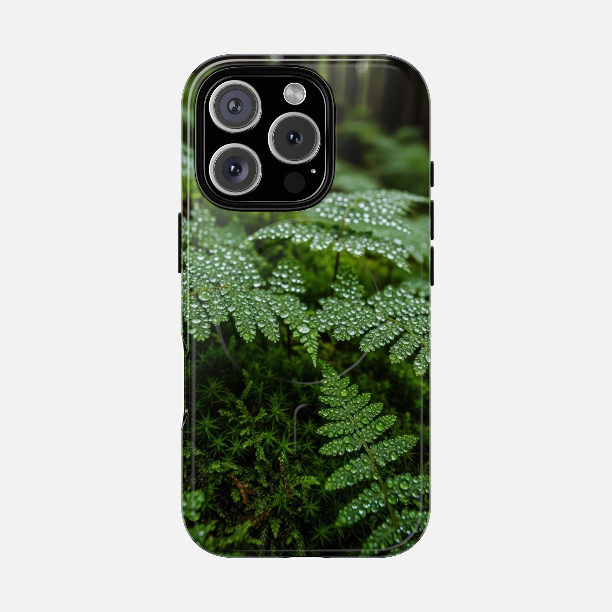 Fern Dew Tough Magnetic Phone Case — Nature Photography Protective Cover iPhone 16 Pro Glossy Phone Case