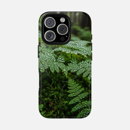Fern Dew Tough Magnetic Phone Case — Nature Photography Protective Cover iPhone 16 Pro Glossy Phone Case