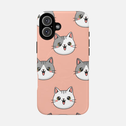 Cute Gray & White Cat iPhone Case — Tough Magnetic | MagSafe Compatible