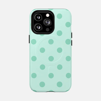 Mint Polka Dot iPhone Case — Tough Magnetic | MagSafe Compatible