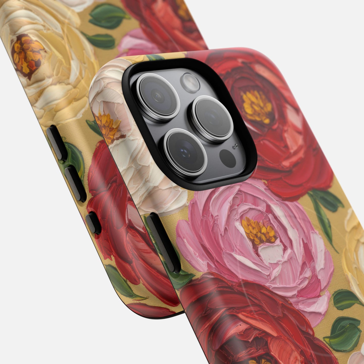 Floral Camellia With Rose & Blush Blooms iPhone Case — Tough Magnetic | MagSafe Compatible