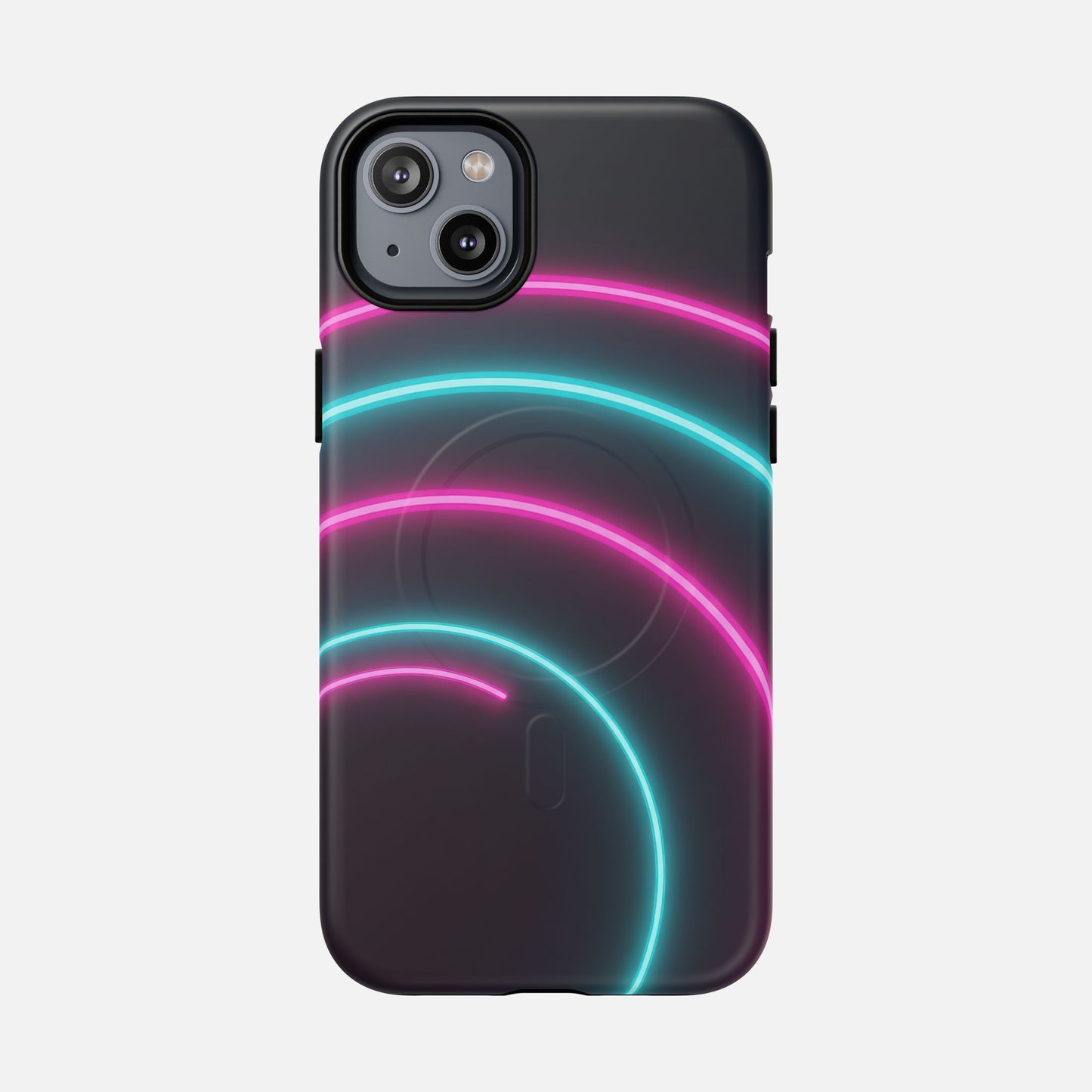 Neon Arc with Pink & Teal Glow iPhone Case — Tough Magnetic | MagSafe Compatible