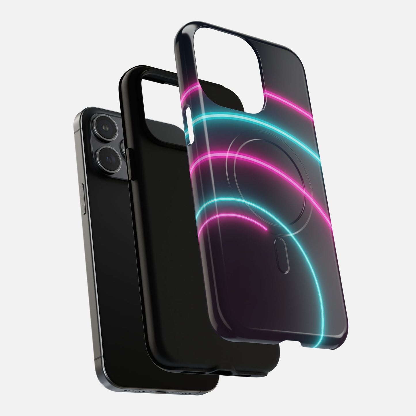 Neon Arc with Pink & Teal Glow iPhone Case — Tough Magnetic | MagSafe Compatible