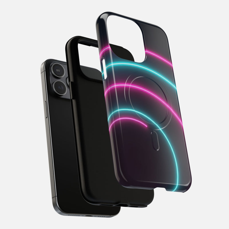 Neon Arc with Pink & Teal Glow iPhone Case — Tough Magnetic | MagSafe Compatible