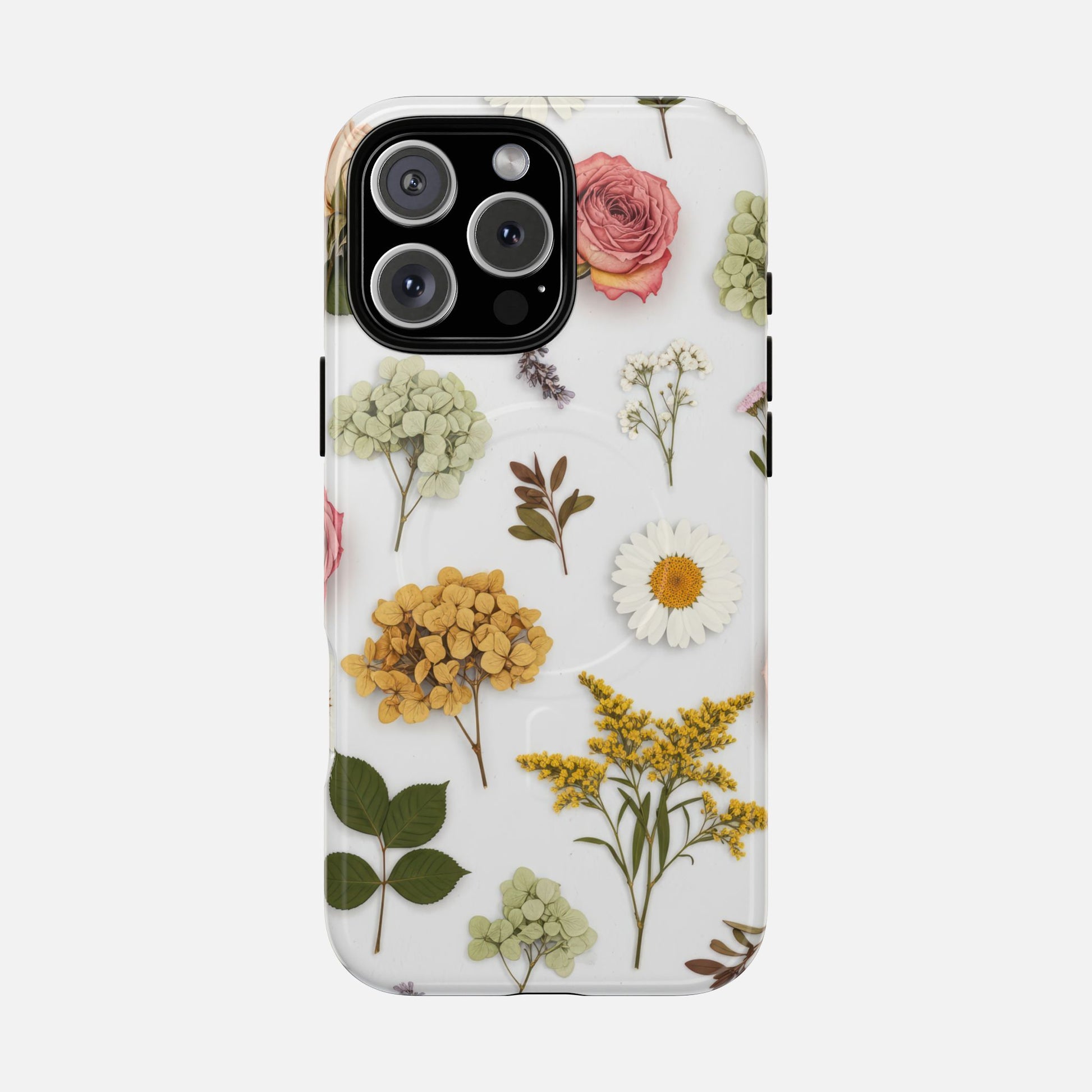 Floral Pressed Flower Tough Magnetic Phone Case — Botanical Dried Flowers Design iPhone 16 Pro Max Glossy Phone Case