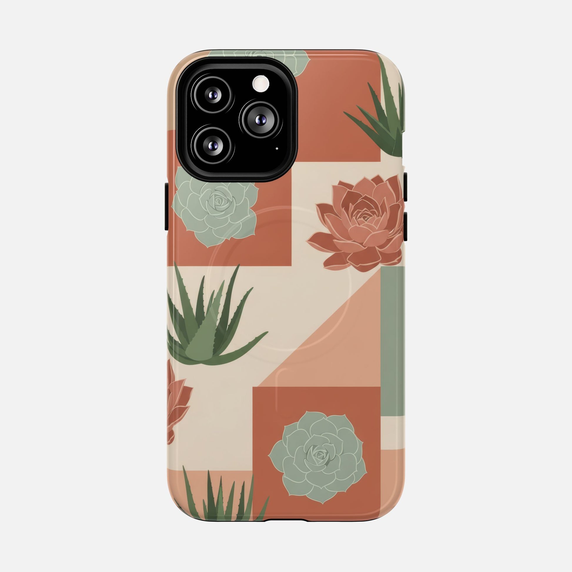 Succulent Pattern Tough Magnetic Phone Case iPhone 13 Pro Max Glossy Phone Case