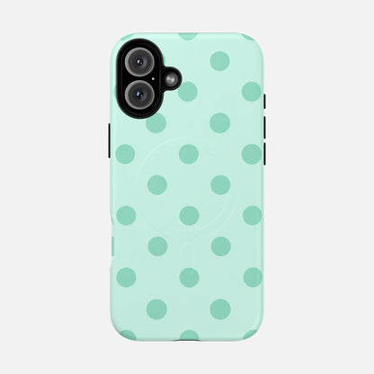 Mint Polka Dot iPhone Case — Tough Magnetic | MagSafe Compatible