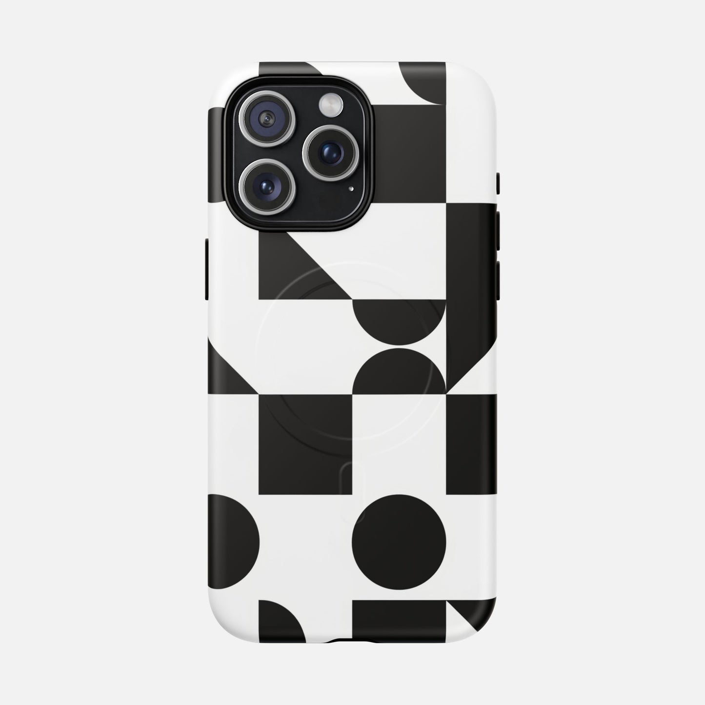Geometric Black & White iPhone Case — Tough Magnetic | MagSafe Compatible