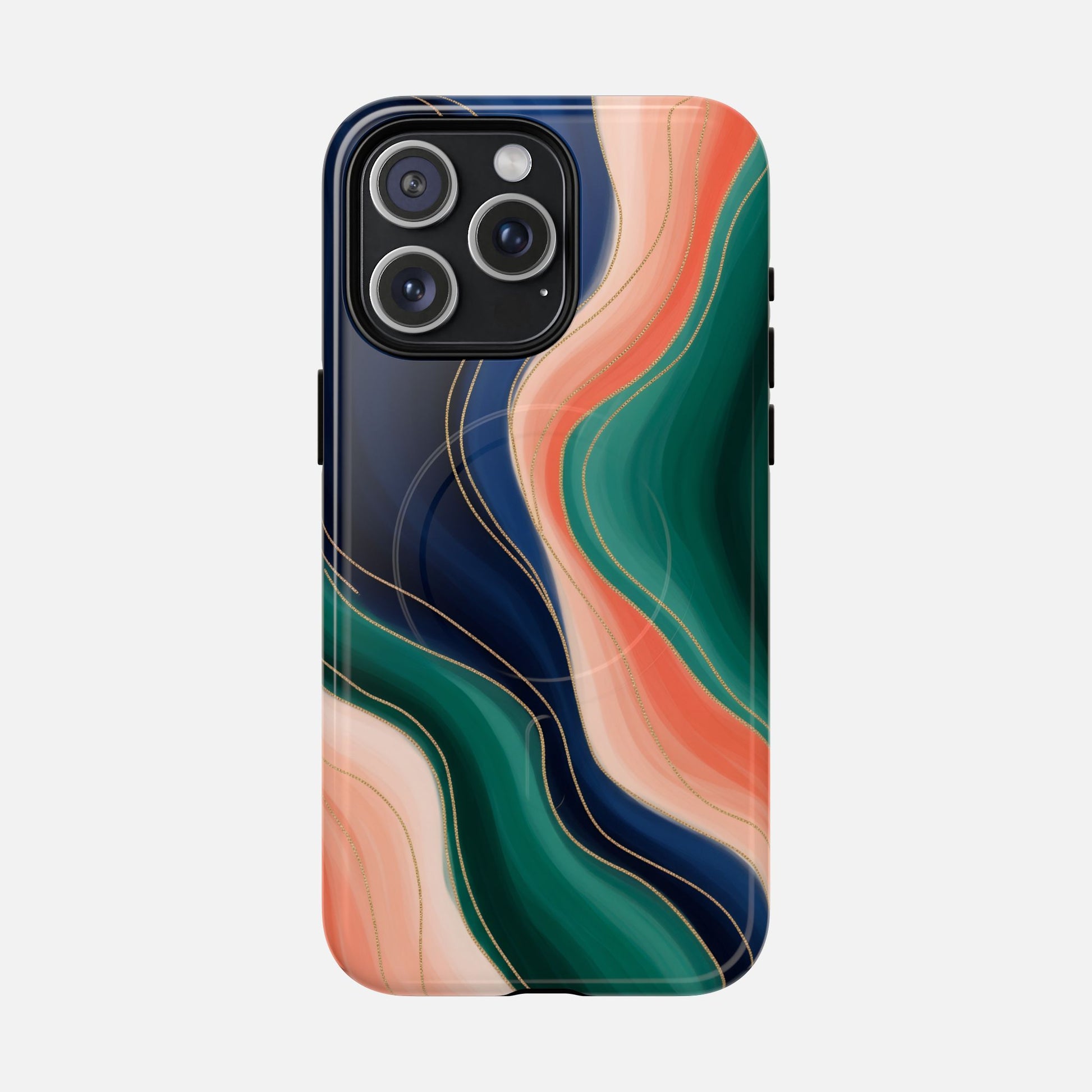 Magnetic Tough Case — Abstract Ocean Wave Design Phone Cover iPhone 15 Pro Max Glossy Phone Case