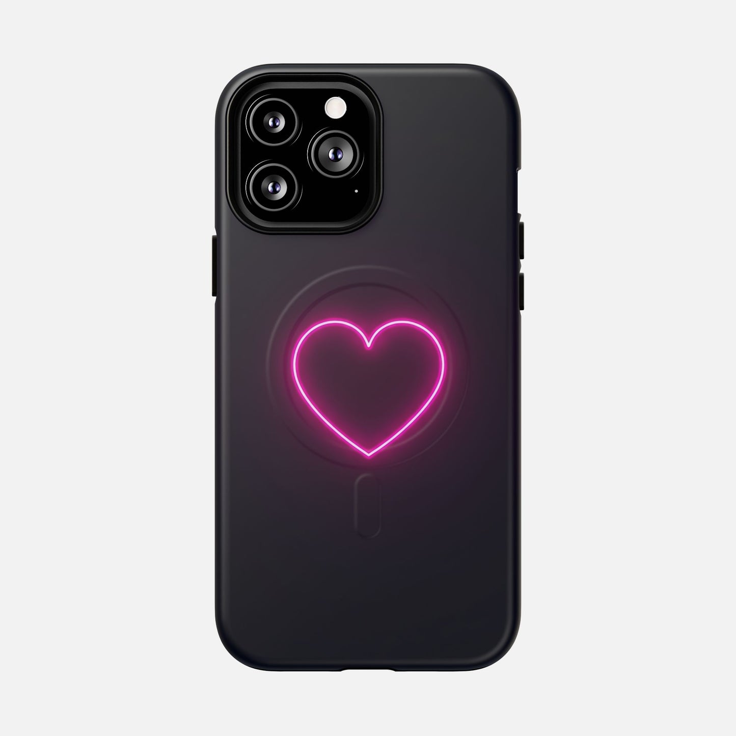 Neon Heart With Glow Pink iPhone Case — Tough Magnetic | MagSafe Compatible