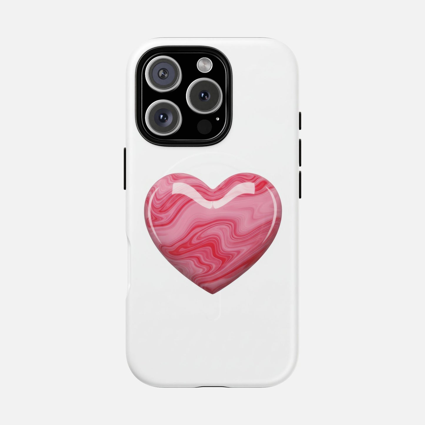 Pink Marble Heart iPhone Case — Tough Magnetic | MagSafe Compatible