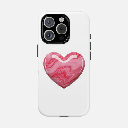 Pink Marble Heart iPhone Case — Tough Magnetic | MagSafe Compatible