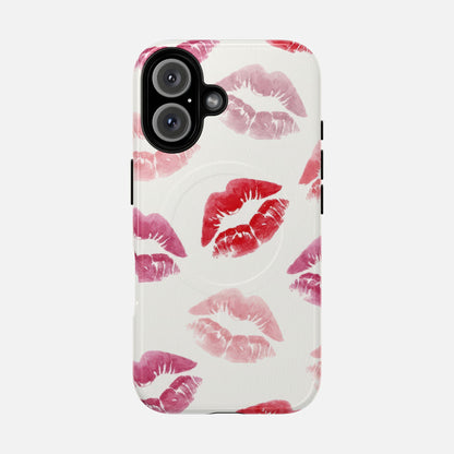 Pink Kiss Print iPhone Case — Tough Magnetic | MagSafe Compatible