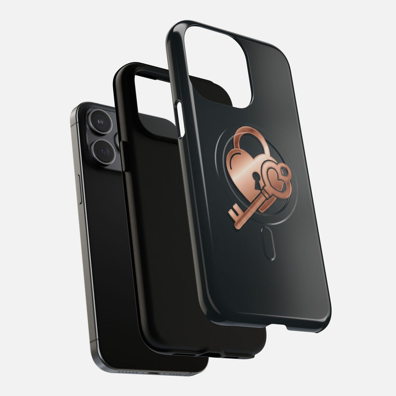 Rose Gold Lock & Key Design iPhone Case — Tough Magnetic | MagSafe Compatible