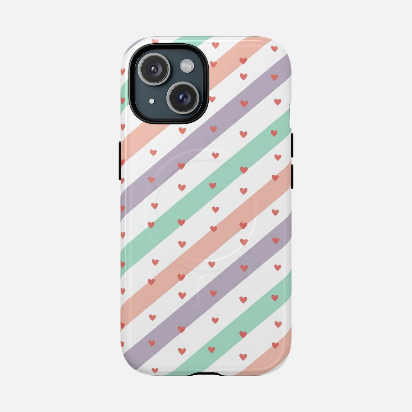 Valentine Pastel Stripes iPhone Case — Tough Magnetic | MagSafe Compatible