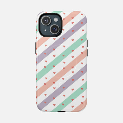 Valentine Pastel Stripes iPhone Case — Tough Magnetic | MagSafe Compatible