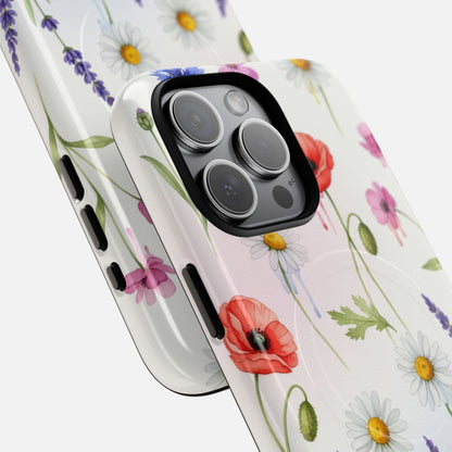 Floral Wildflower Poppies, Daisies & Lavender iPhone Case — Tough Magnetic | MagSafe Compatible