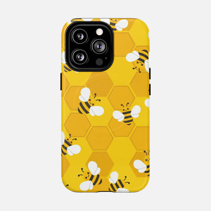 Cute Yellow Bumblebee iPhone Case — Tough Magnetic | MagSafe Compatible