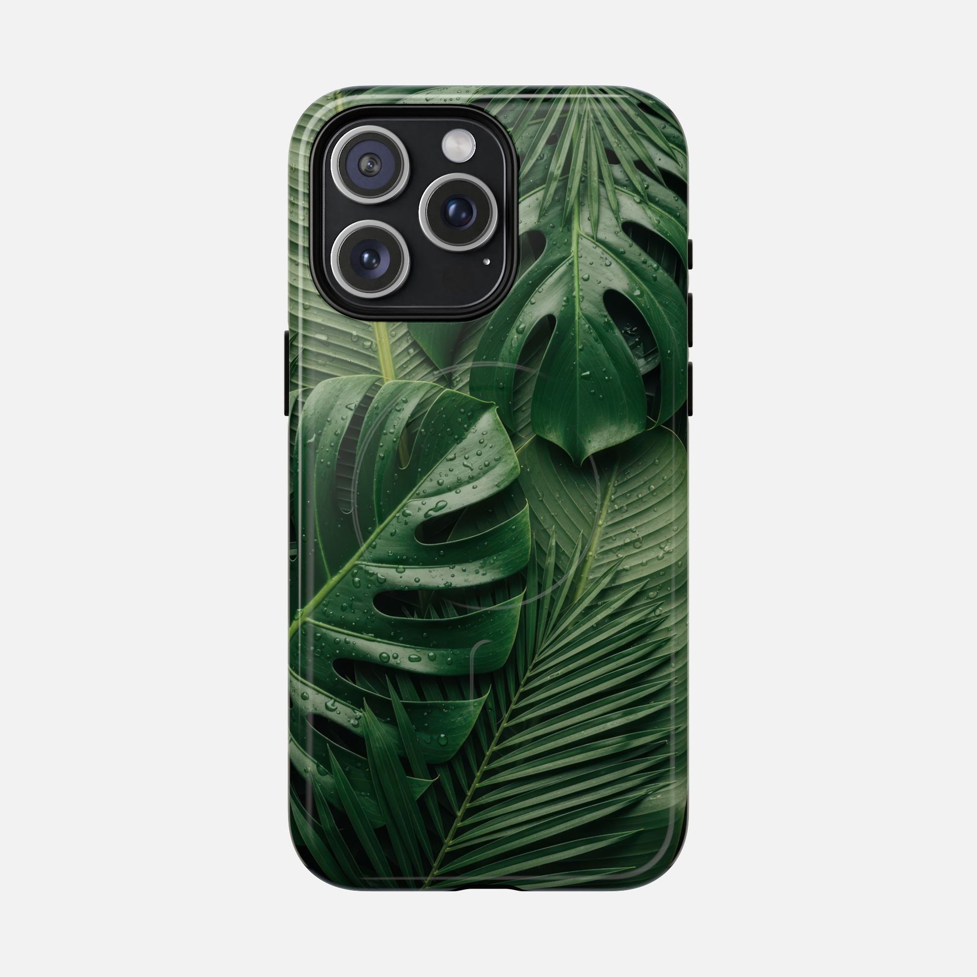 Tropical Monstera Magnetic Phone Case — Tough Protective iPhone Cover iPhone 15 Pro Max Glossy Phone Case
