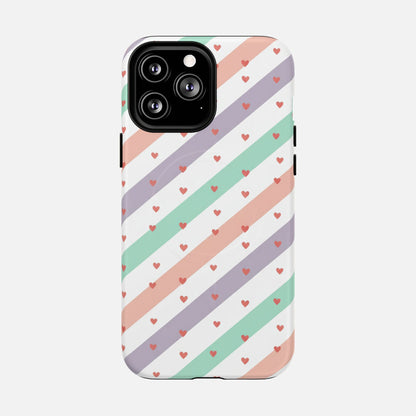 Valentine Pastel Stripes iPhone Case — Tough Magnetic | MagSafe Compatible