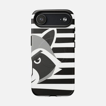 Raccoon Stripe Black & White Animal Design iPhone Case — Tough Magnetic | MagSafe Compatible