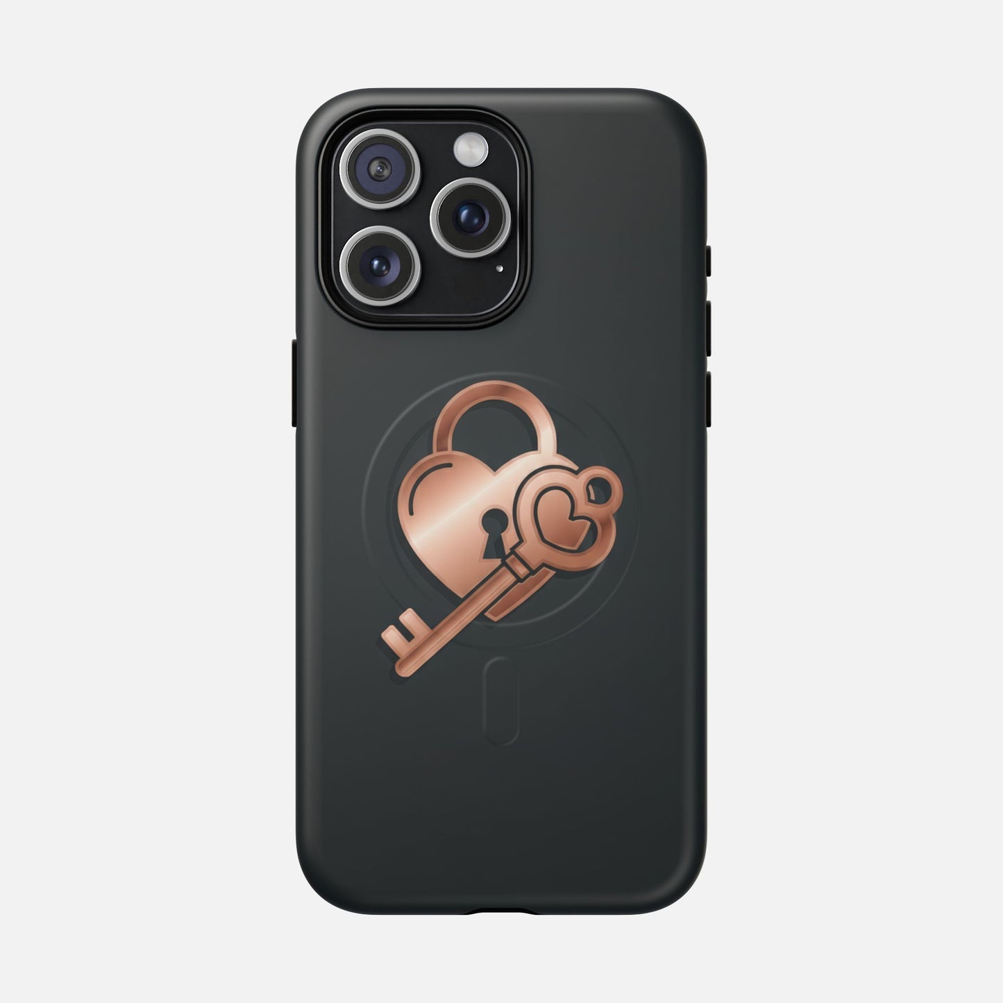 Rose Gold Lock & Key Design iPhone Case — Tough Magnetic | MagSafe Compatible