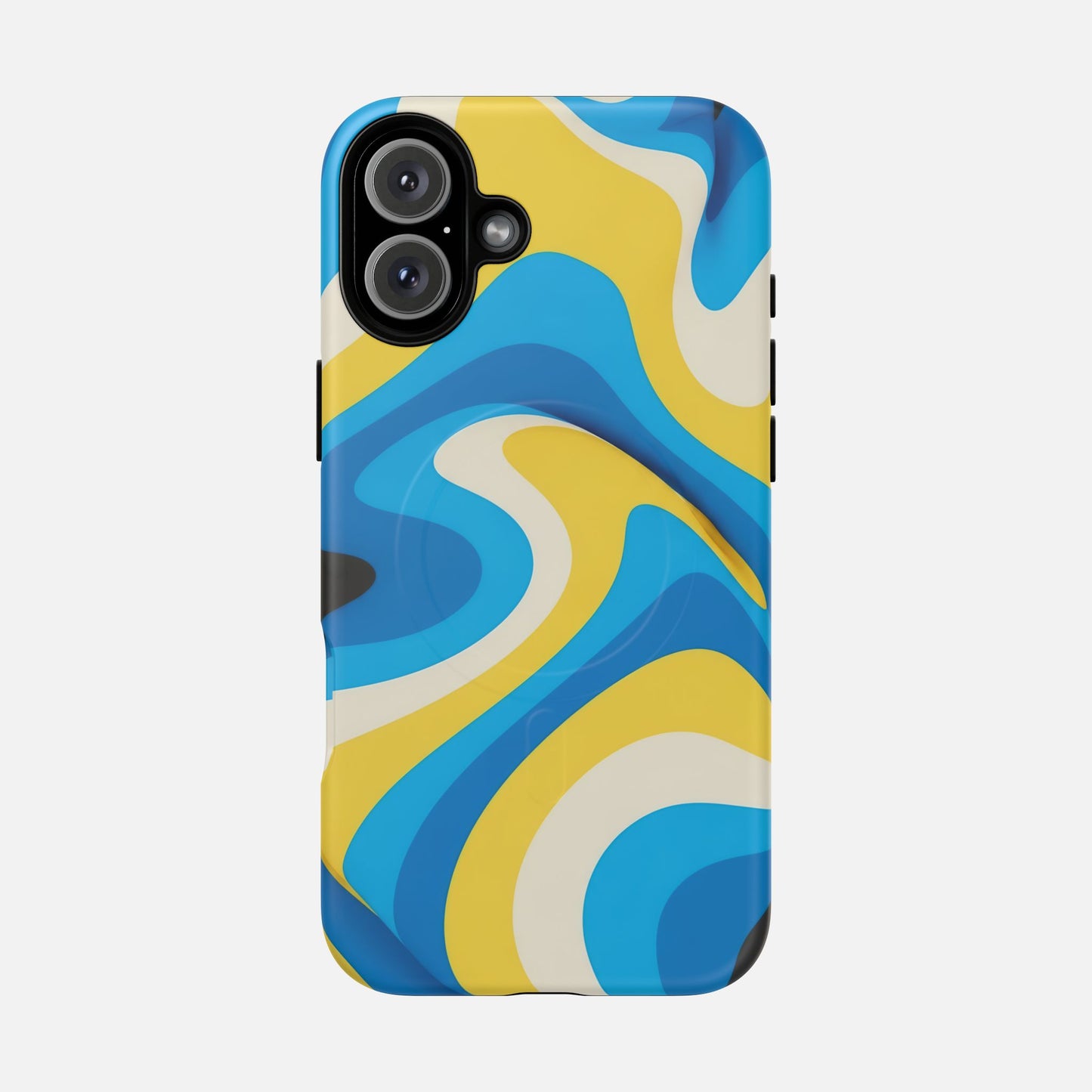 Blue & Yellow Abstract Swirl iPhone Case — Tough Magnetic | MagSafe Compatible