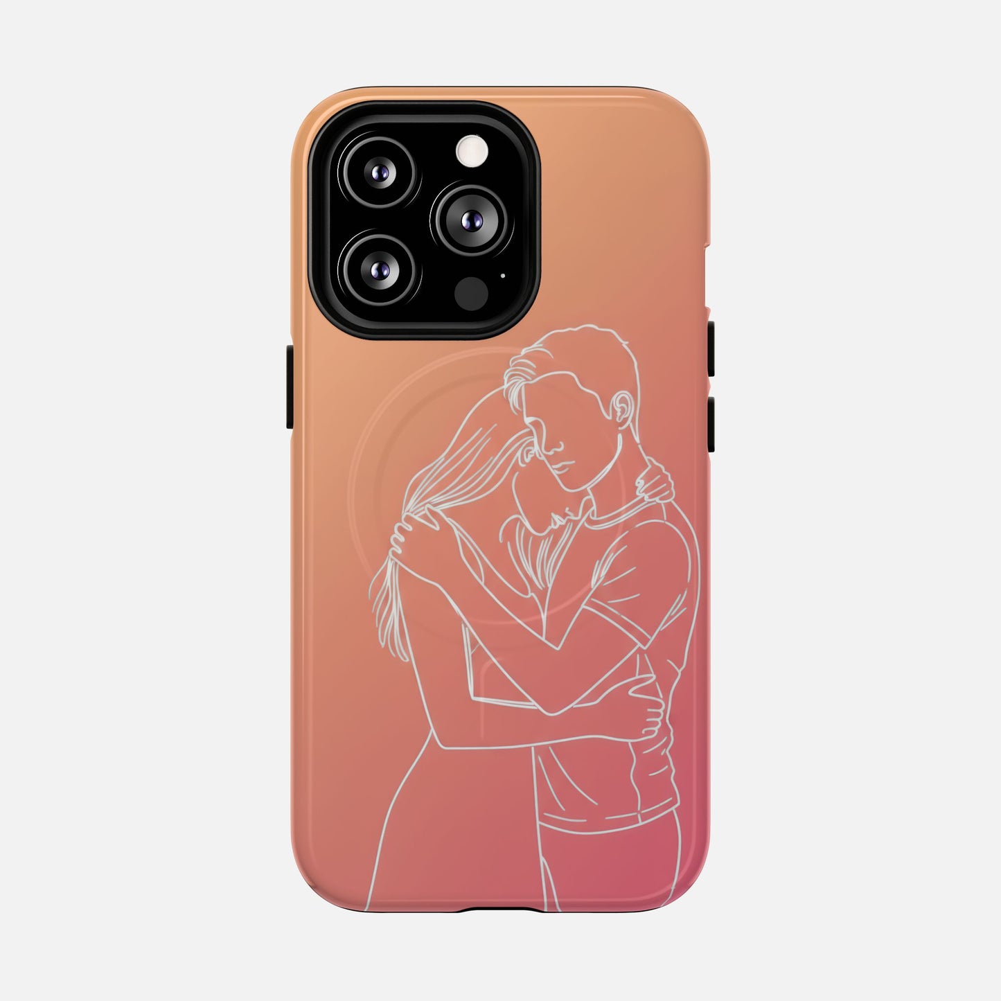 Romantic Outline Couple Tough Magnetic Phone Case — Protective iPhone Cover for Couples, Anniversary & Valentine’s Gift iPhone 13 Pro Glossy Phone Case