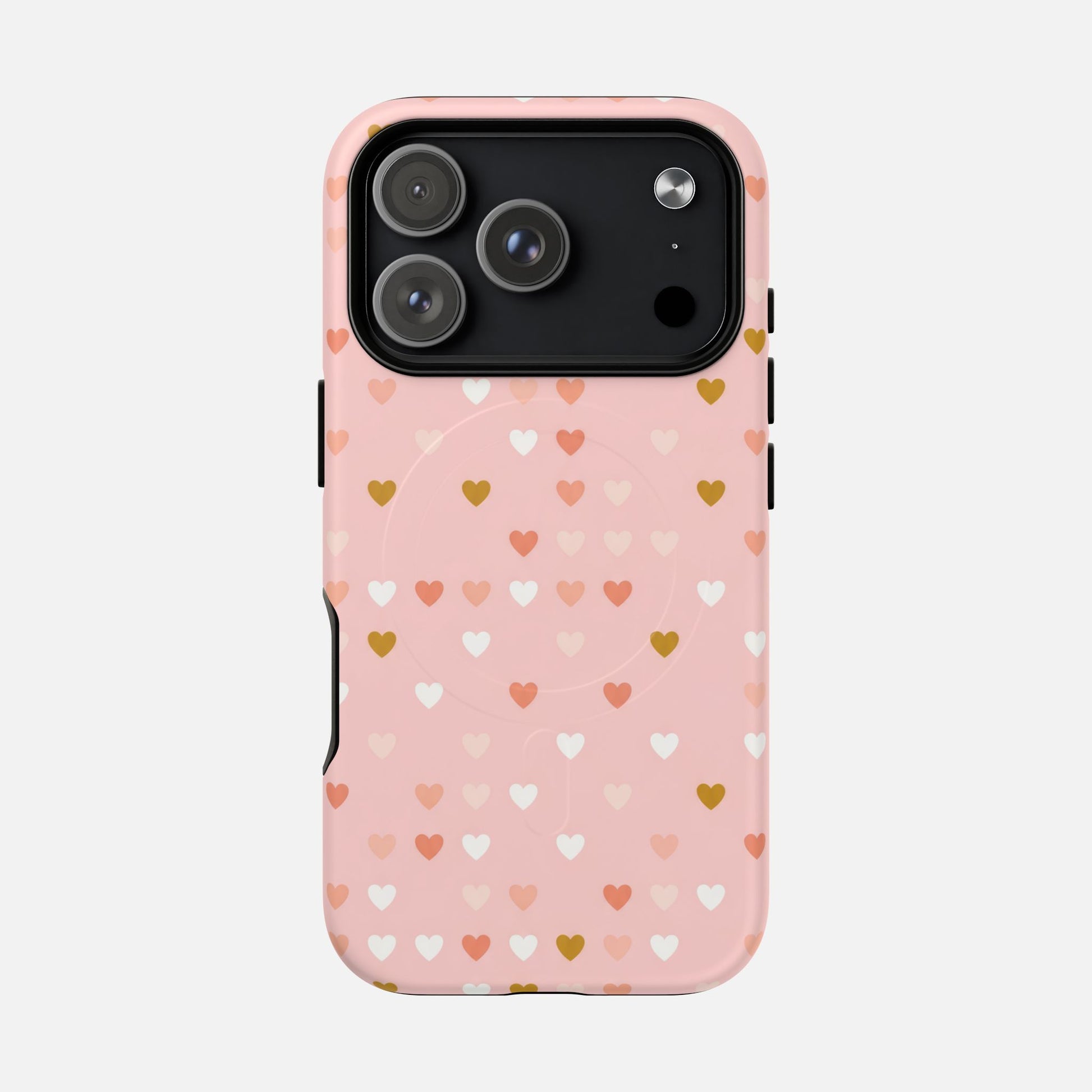 Pink Heart Pattern Tough Magnetic Phone Case iPhone 17 Pro Matte Phone Case