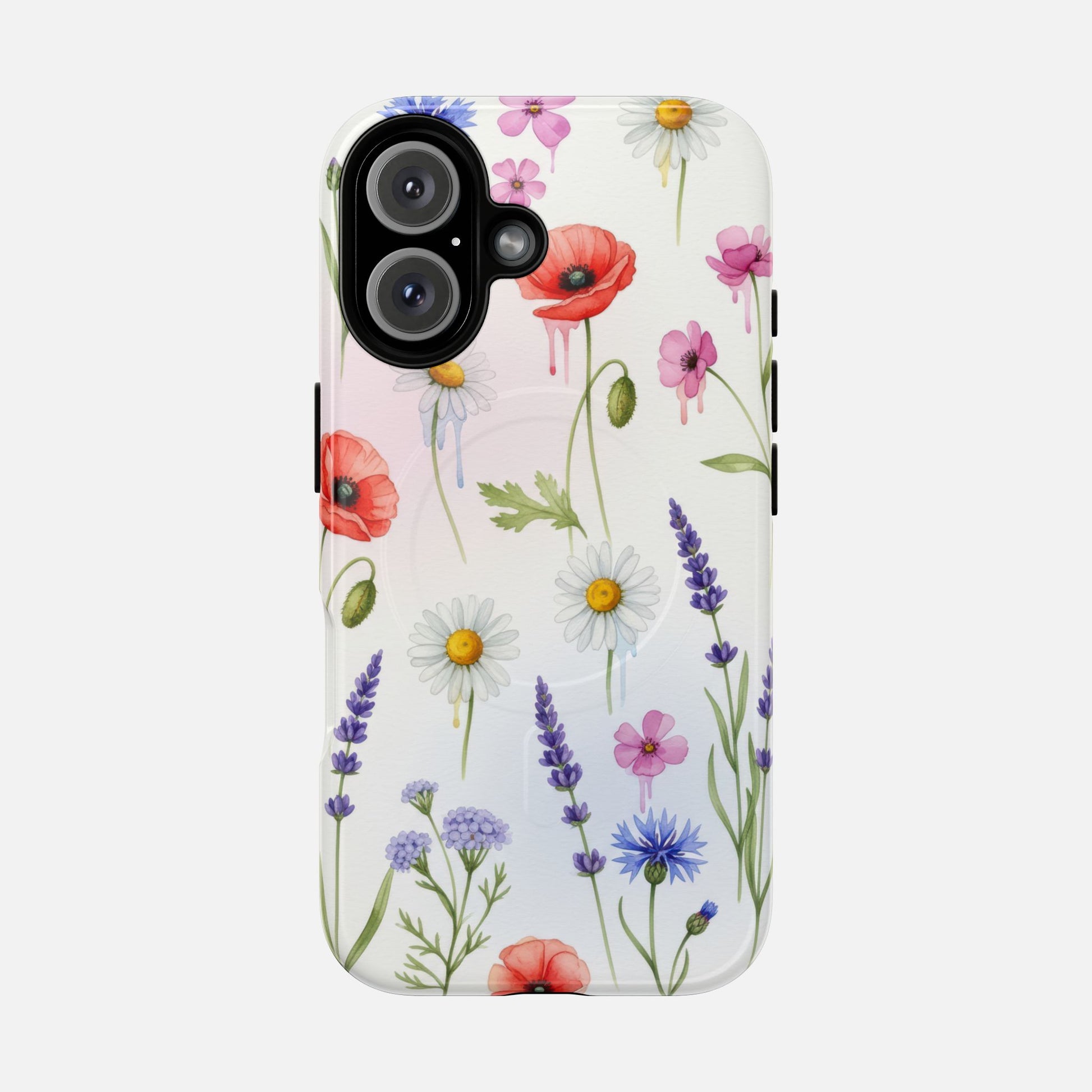 Floral Wildflower Tough Magnetic Phone Case — Poppies, Daisies & Lavender iPhone 16 Glossy Phone Case