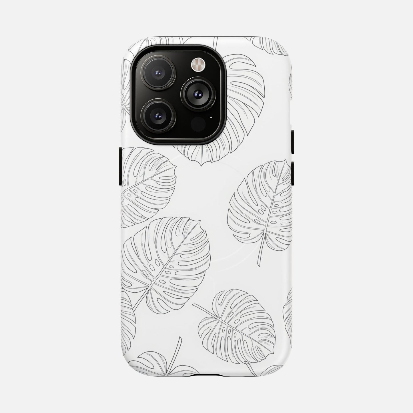 Monstera Leaf Clear Tropical Pattern iPhone Case — Tough Magnetic | MagSafe Compatible