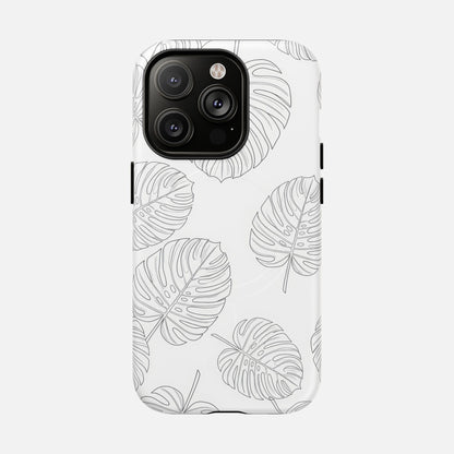 Monstera Leaf Clear Tropical Pattern iPhone Case — Tough Magnetic | MagSafe Compatible
