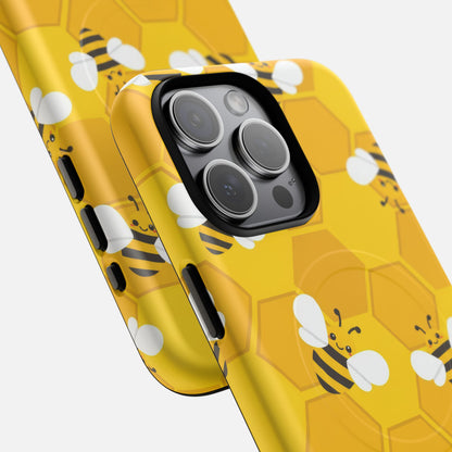 Cute Yellow Bumblebee iPhone Case — Tough Magnetic | MagSafe Compatible