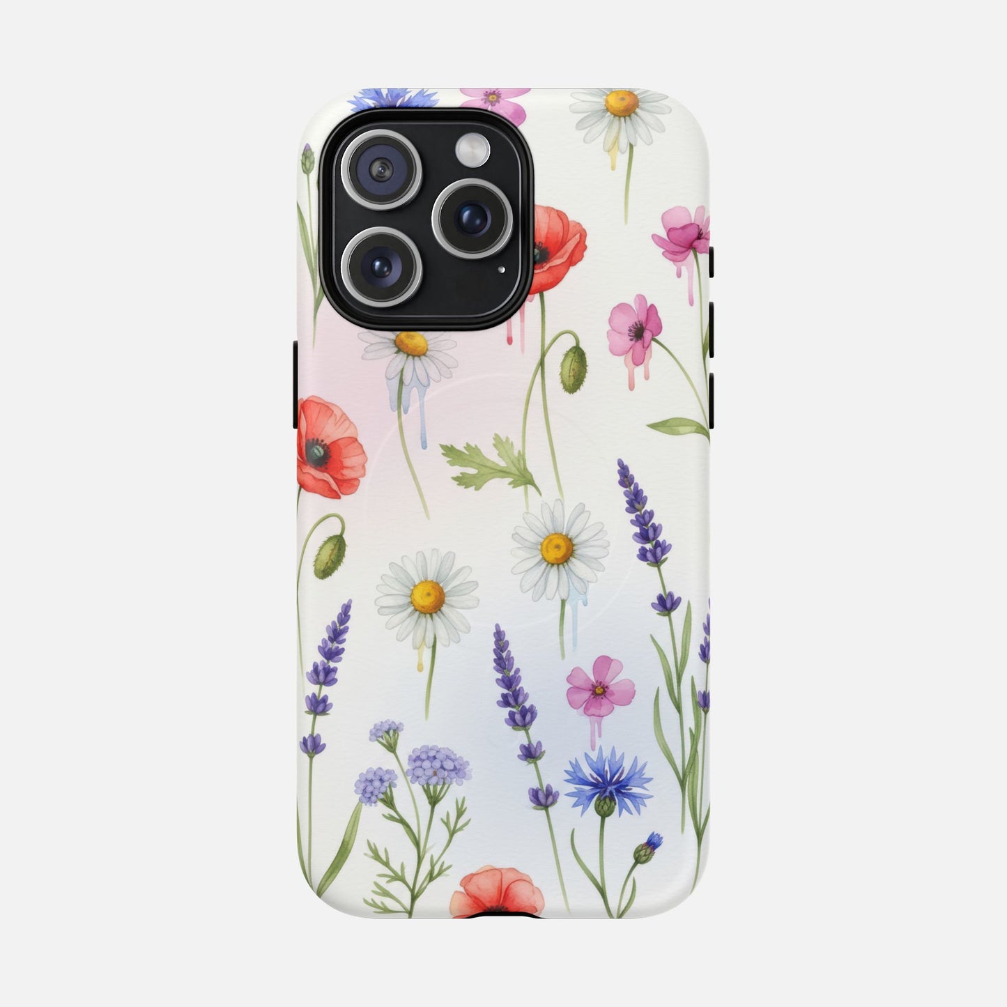 Floral Wildflower Tough Magnetic Phone Case — Poppies, Daisies & Lavender iPhone 15 Pro Max Matte Phone Case