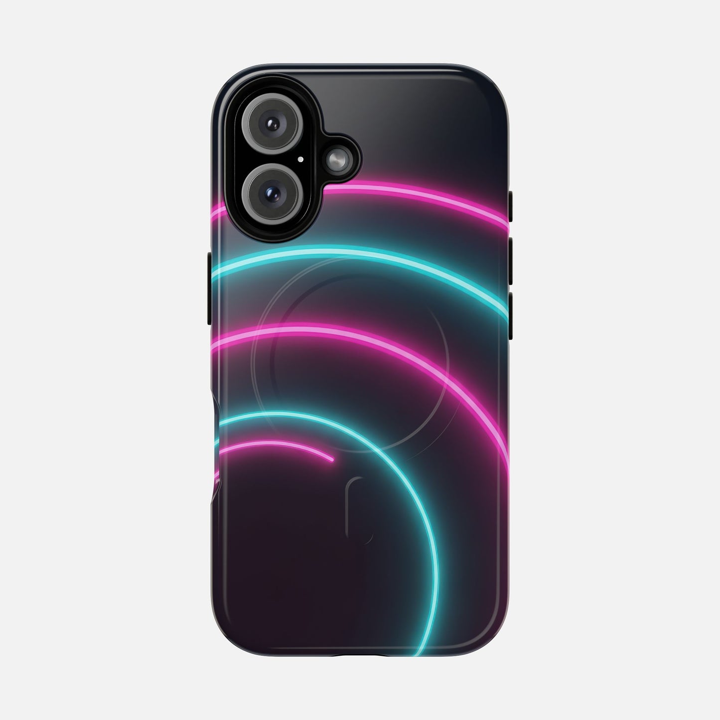 Neon Arc with Pink & Teal Glow iPhone Case — Tough Magnetic | MagSafe Compatible