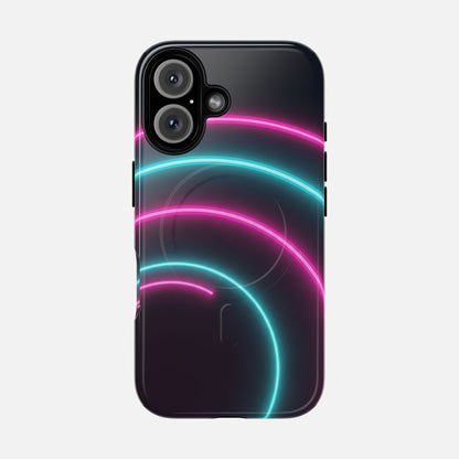 Neon Arc with Pink & Teal Glow iPhone Case — Tough Magnetic | MagSafe Compatible