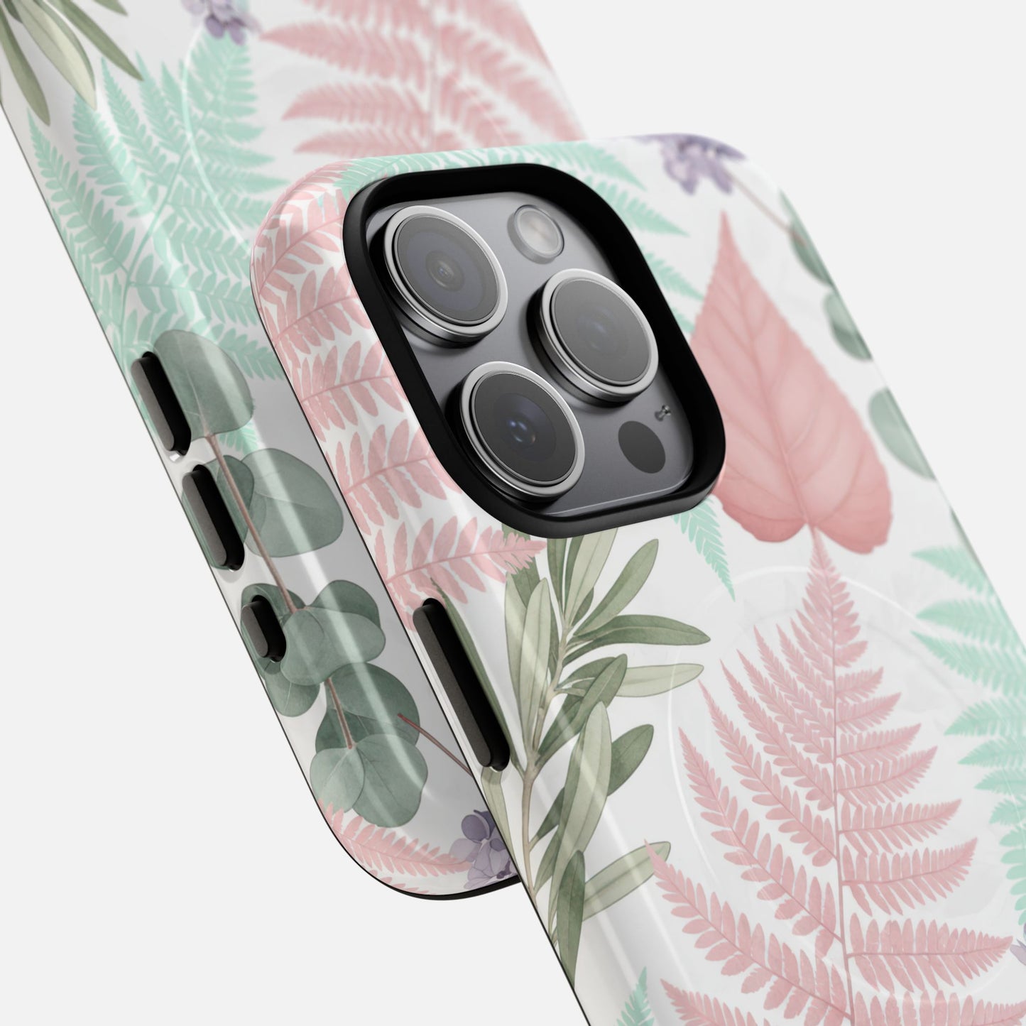 Floral Fern & Pastel Leaves iPhone Case — Tough Magnetic | MagSafe Compatible