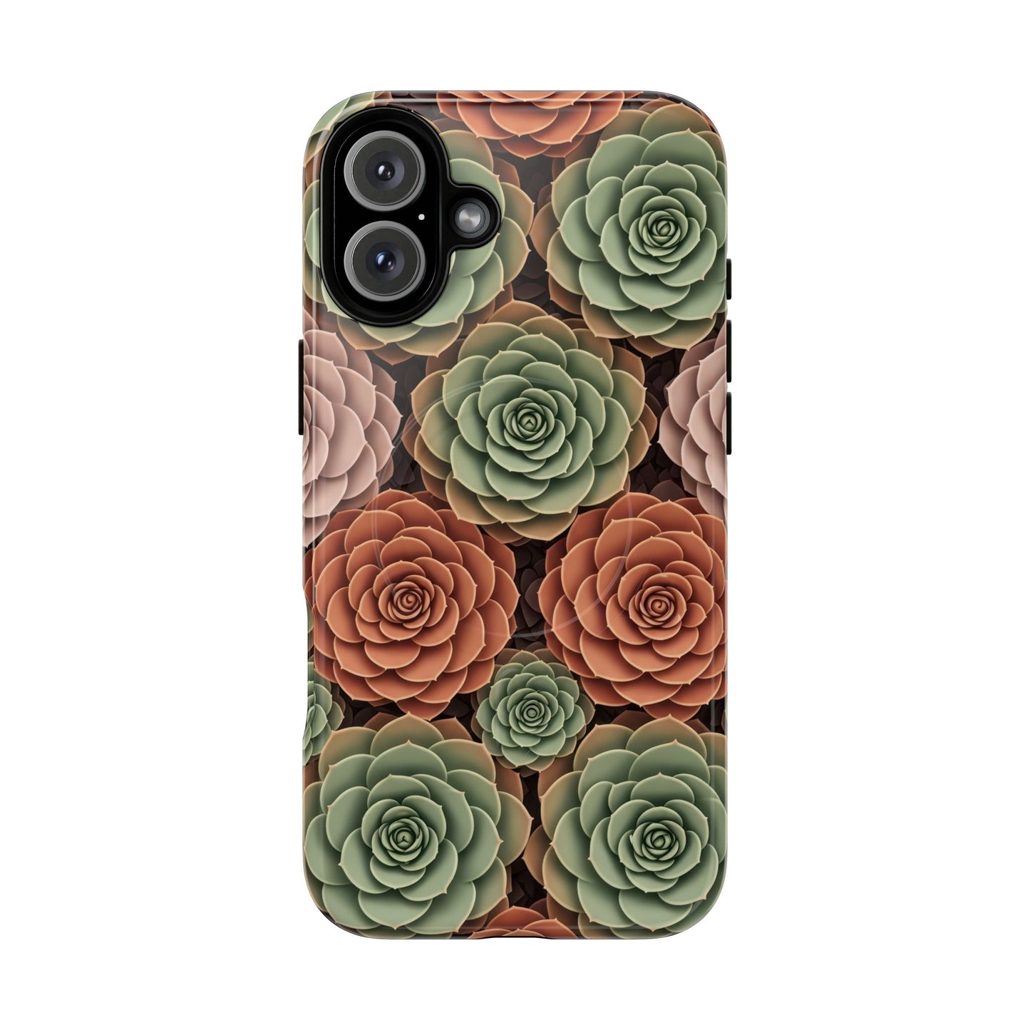 Magnetic Tough Case — Autumn Succulent Floral Phone Cover iPhone 16 Plus Glossy Phone Case