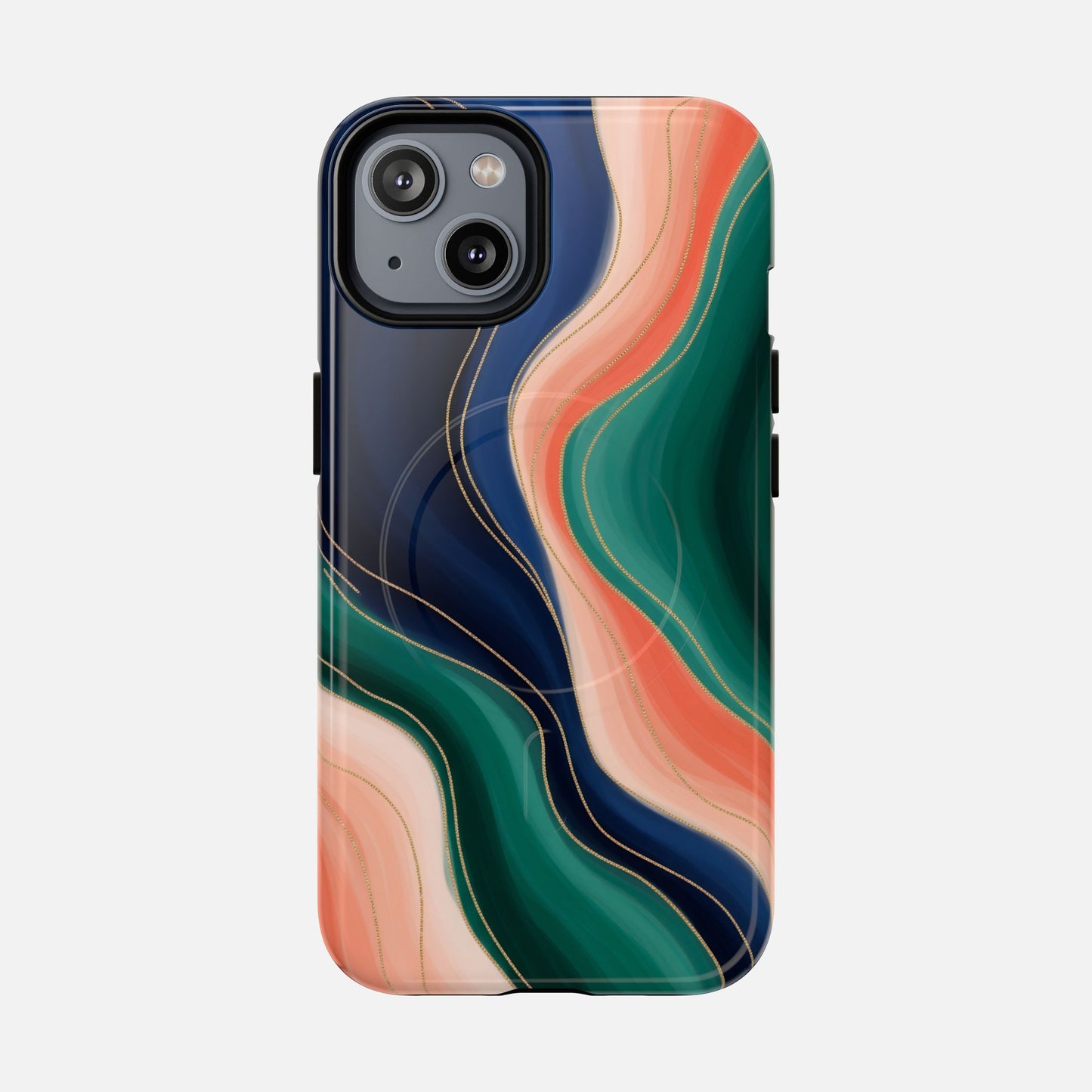 Magnetic Tough Case — Abstract Ocean Wave Design Phone Cover iPhone 14 Glossy Phone Case