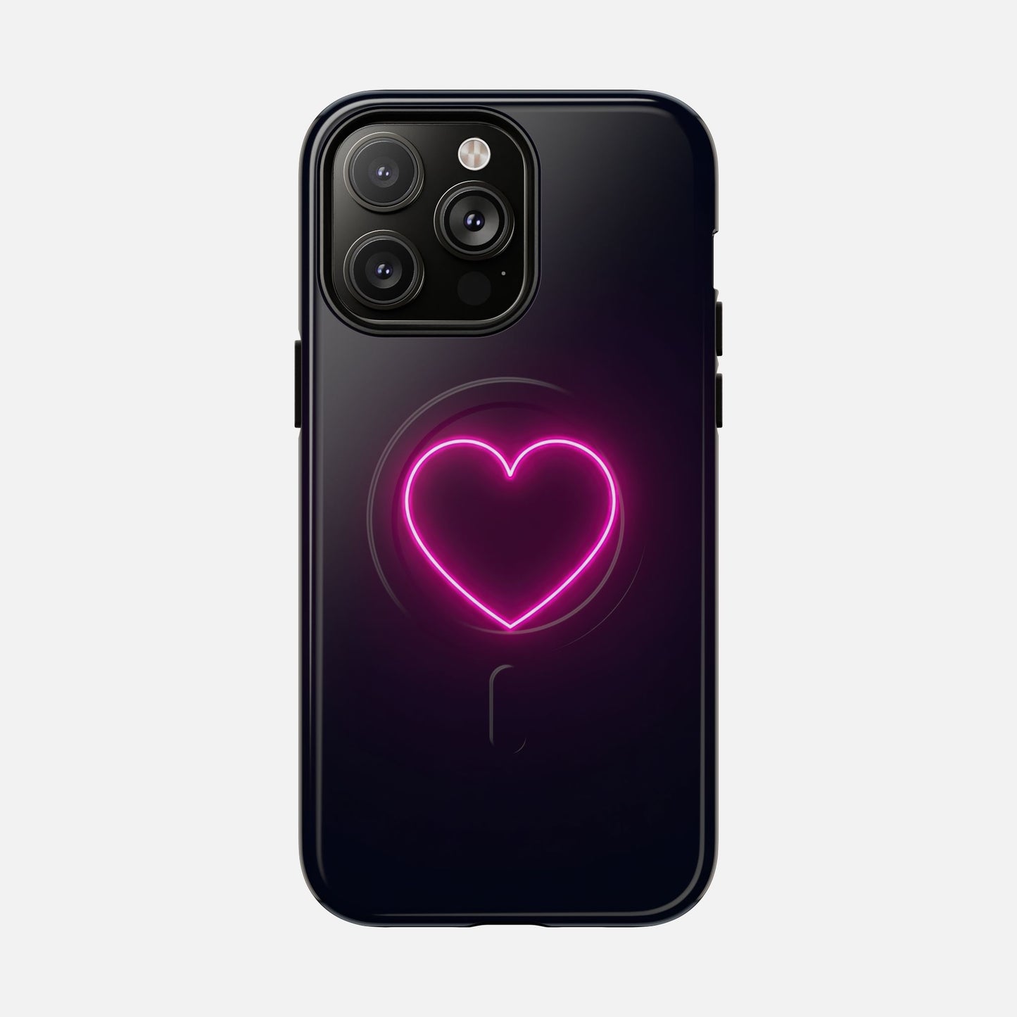 Neon Heart With Glow Pink iPhone Case — Tough Magnetic | MagSafe Compatible