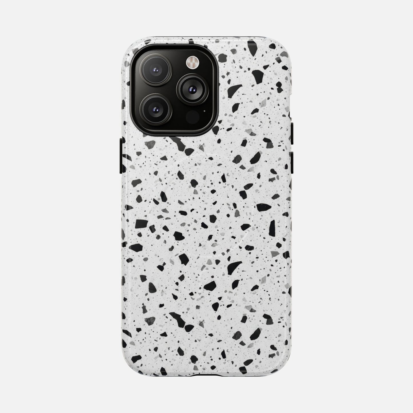 Terrazzo Black & White iPhone Case — Tough Magnetic | MagSafe Compatible