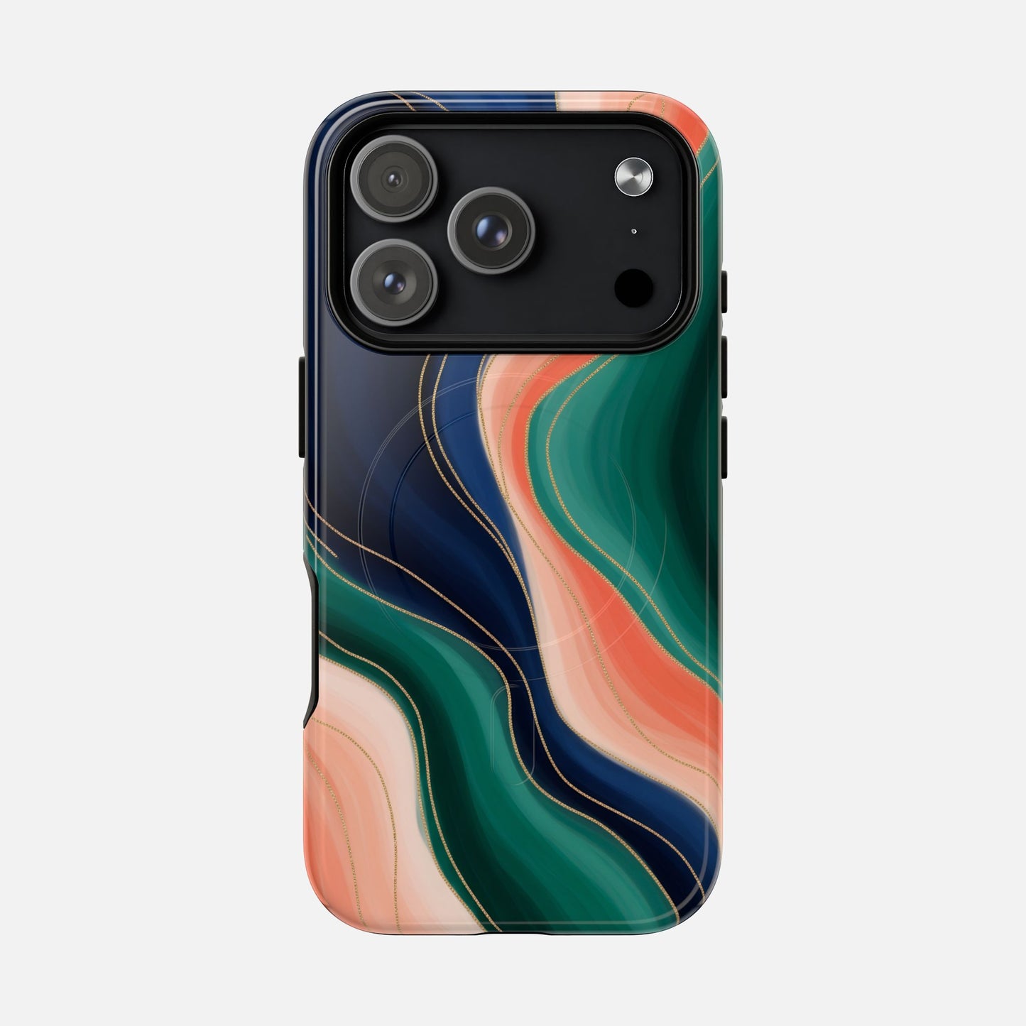 Magnetic Tough Case — Abstract Ocean Wave Design Phone Cover iPhone 17 Pro Glossy Phone Case