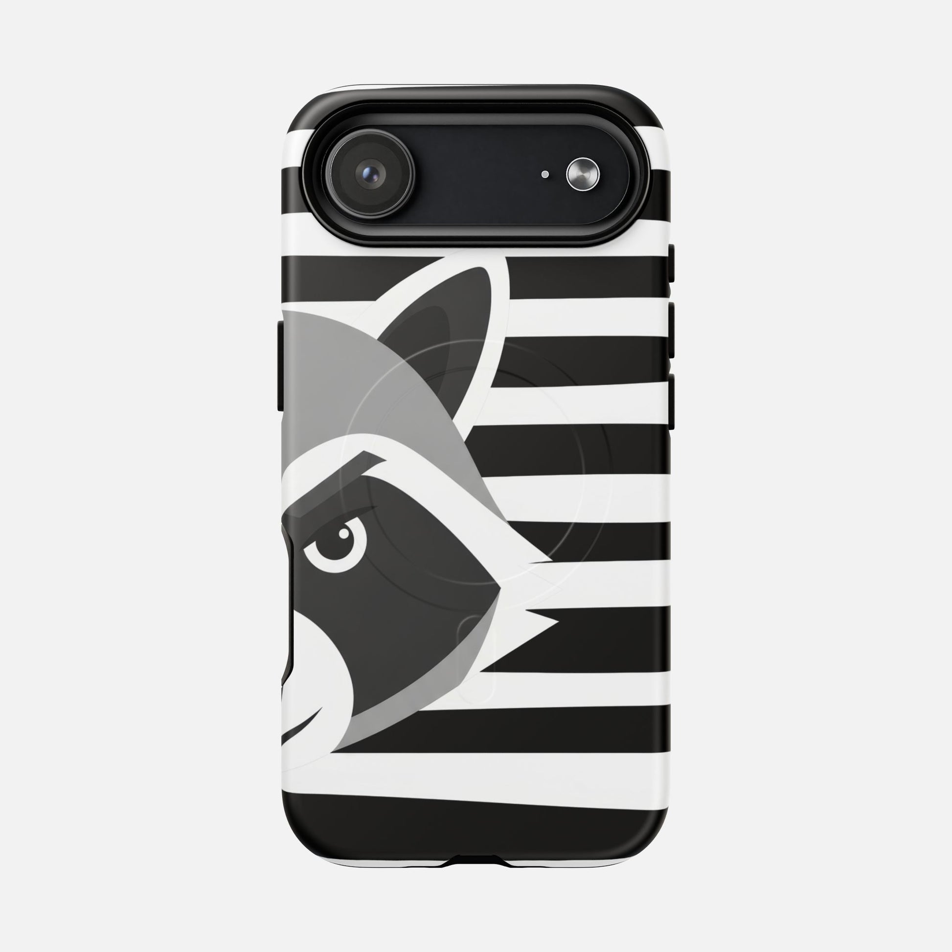 Raccoon Stripe Tough Magnetic Phone Case — Black & White Animal Design iPhone 17 Air Matte Phone Case