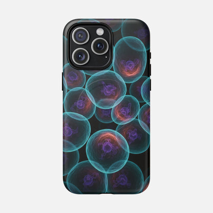 Abstract Neon Bubbles Magnetic Phone Case — Protective Tough Magnetic iPhone Cover iPhone 15 Pro Max Matte Phone Case