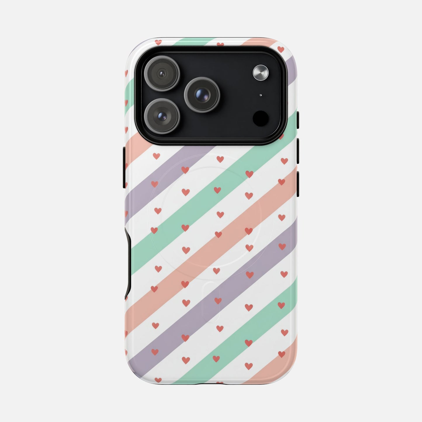 Valentine Pastel Stripes iPhone Case — Tough Magnetic | MagSafe Compatible