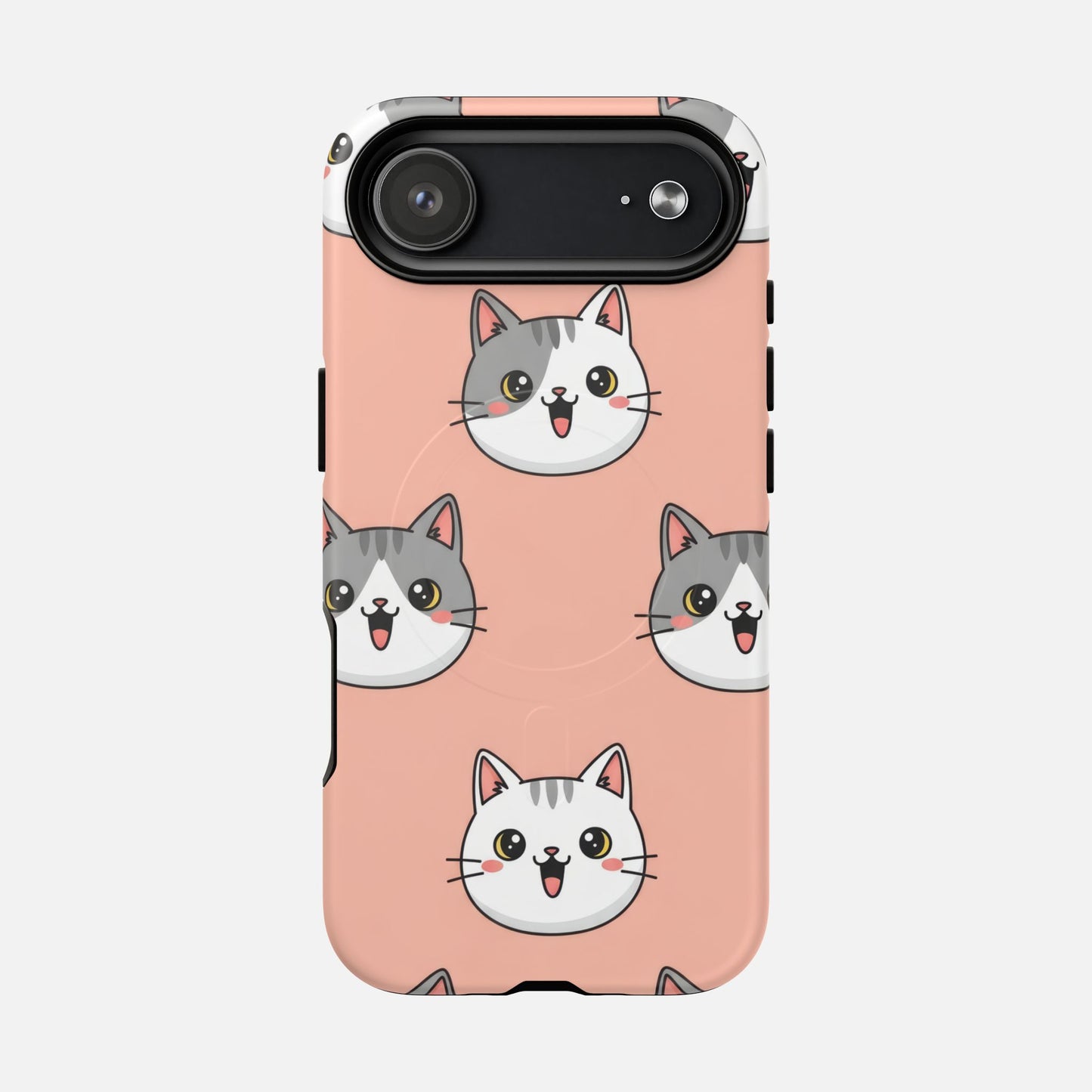 Cute Gray & White Cat iPhone Case — Tough Magnetic | MagSafe Compatible