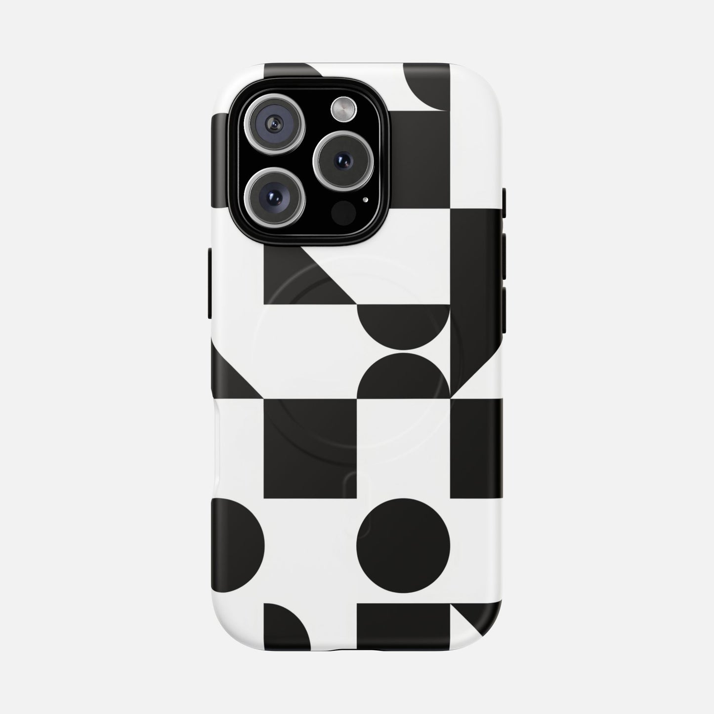 Geometric Black & White iPhone Case — Tough Magnetic | MagSafe Compatible