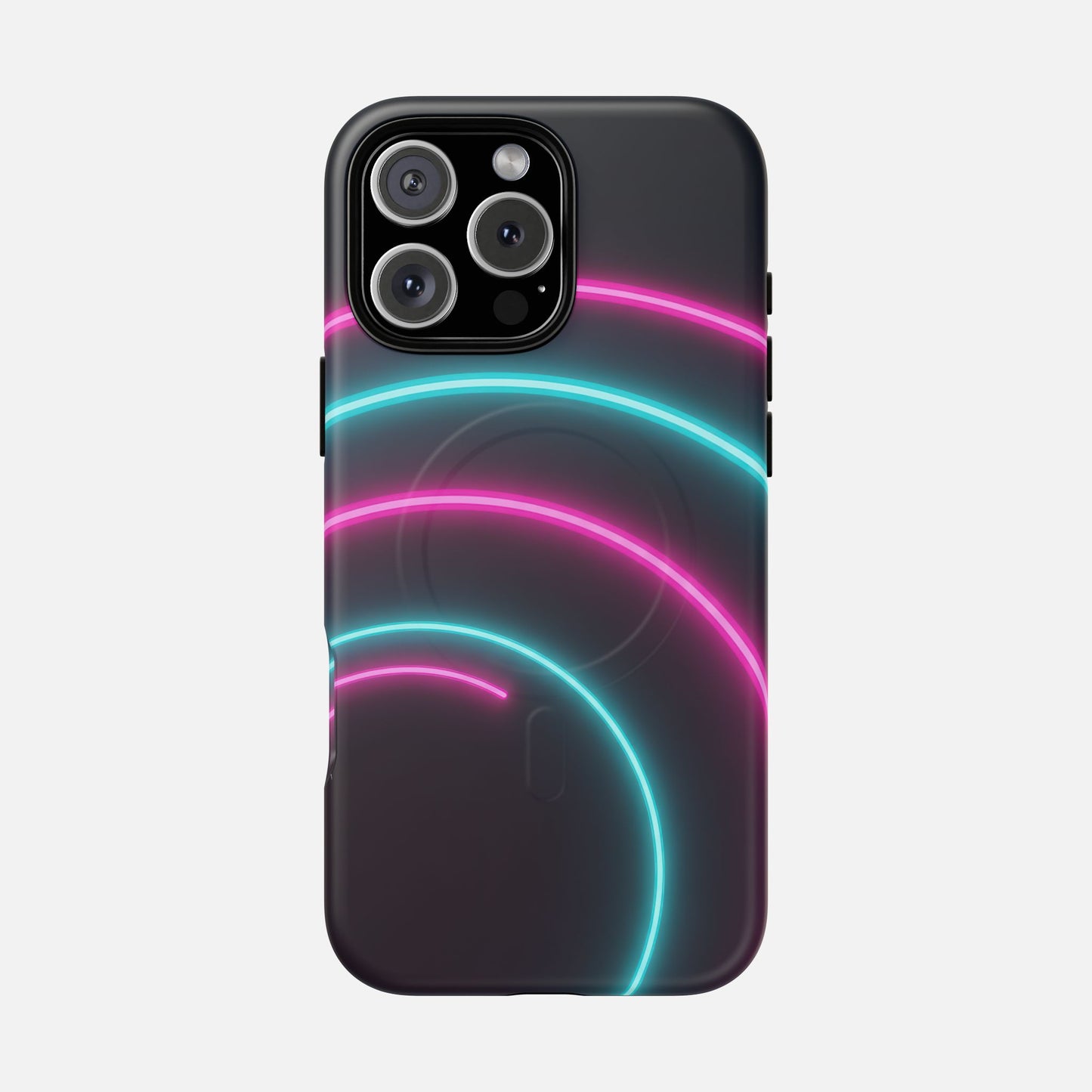 Neon Arc with Pink & Teal Glow iPhone Case — Tough Magnetic | MagSafe Compatible