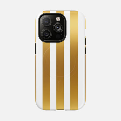 Gold & White Stripe iPhone Case — Tough Magnetic | MagSafe Compatible