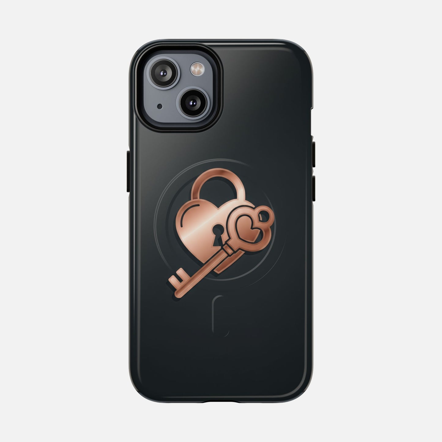 Rose Gold Lock & Key Design iPhone Case — Tough Magnetic | MagSafe Compatible